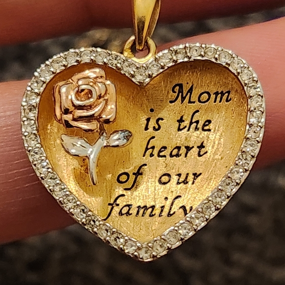 Brilliance Fine Jewelry Sterling Crystal Mom Heart Necklace - Picture 5 of 11